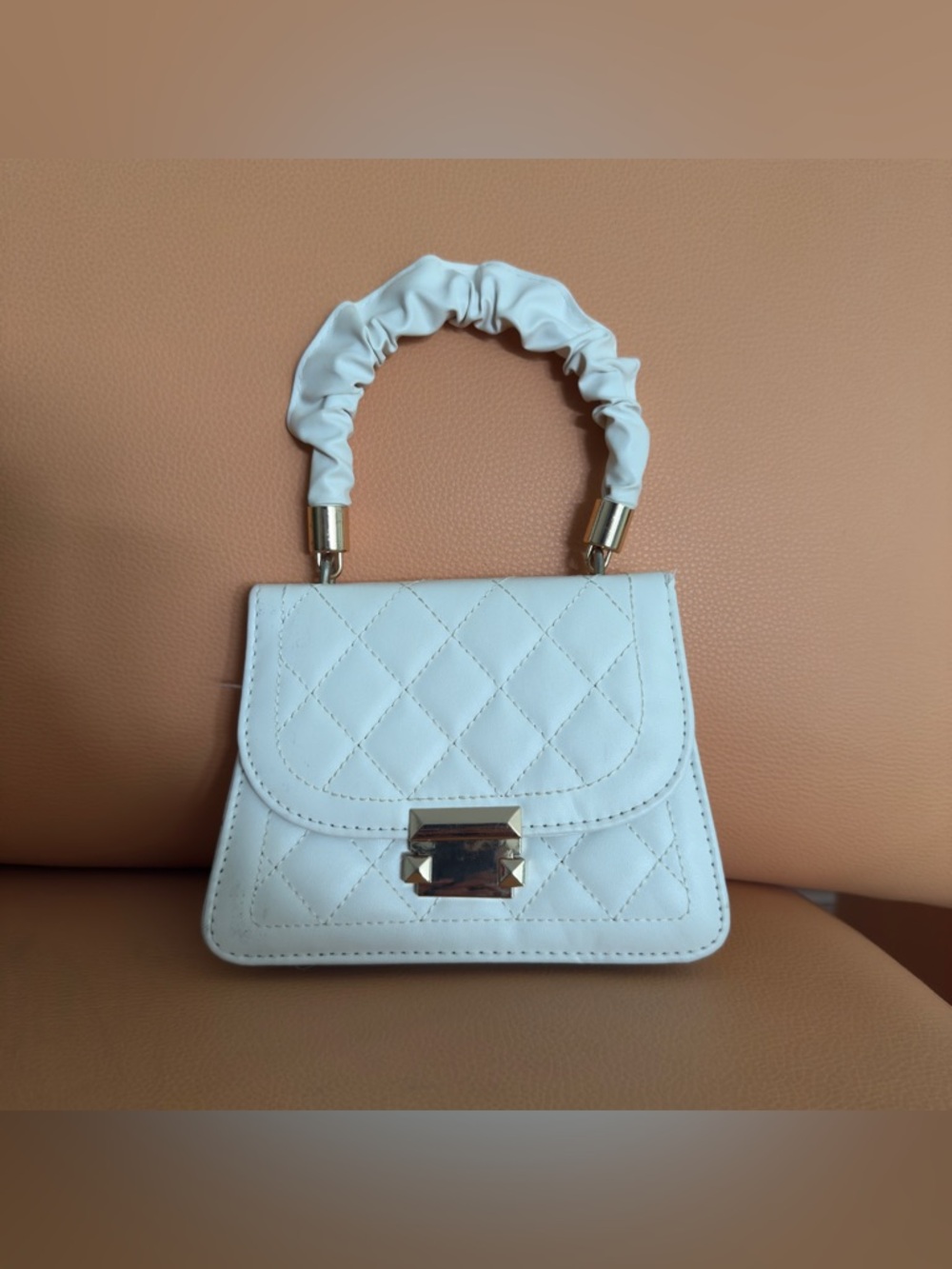 2for$8 Black & White Quilted Top-Handle Women's Bag / Clutch with Gold Hardware